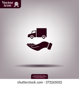 car in hand - vector icon