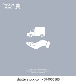 car in hand - vector icon