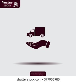 car in hand - vector icon