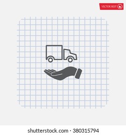 car in hand - vector icon