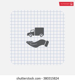 car in hand - vector icon