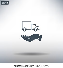 car in hand - vector icon