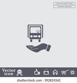 car in hand - vector icon