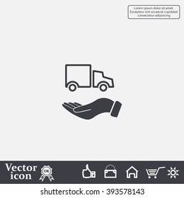 car in hand - vector icon