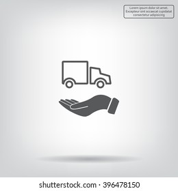 car in hand - vector icon