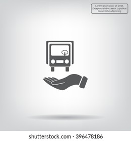 car in hand - vector icon