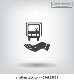 car in hand - vector icon