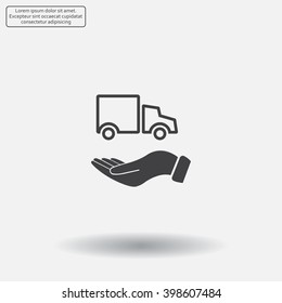 car in hand - vector icon