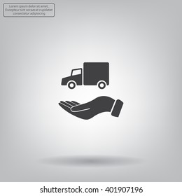 car in hand - vector icon