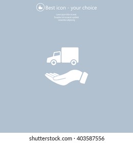 car in hand - vector icon