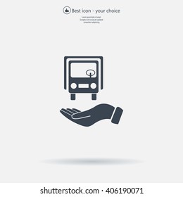 car in hand - vector icon