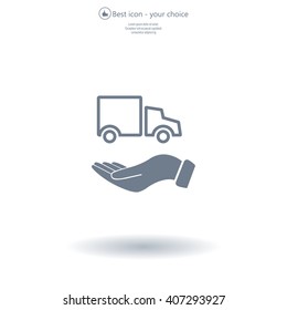 car in hand - vector icon