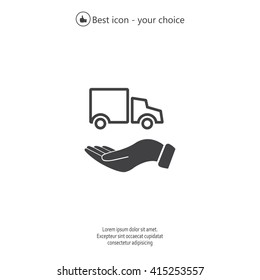 car in hand - vector icon