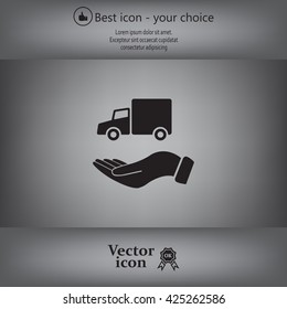 car in hand - vector icon