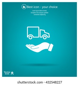 car in hand - vector icon