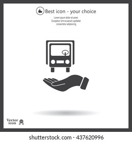 car in hand - vector icon