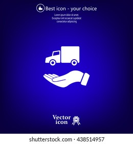 car in hand - vector icon