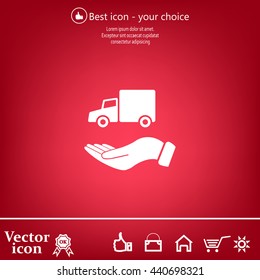 car in hand - vector icon