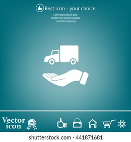 car in hand - vector icon