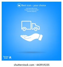 car in hand - vector icon