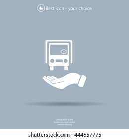 car in hand - vector icon