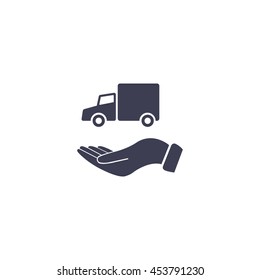 car in hand - vector icon
