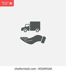 car in hand - vector icon