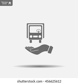 car in hand - vector icon