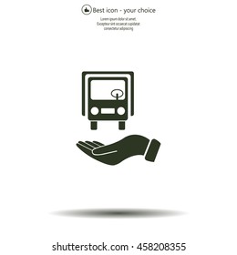 car in hand - vector icon