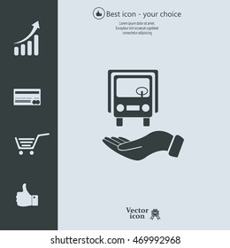 car in hand - vector icon