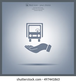 car in hand - vector icon