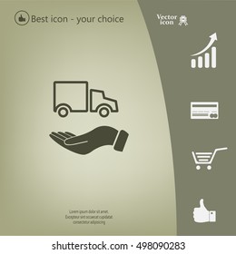 car in hand - vector icon
