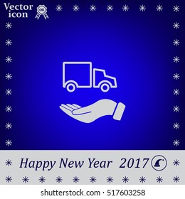 car in hand - vector icon