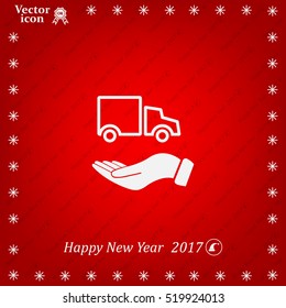 car in hand - vector icon