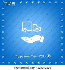 car in hand - vector icon