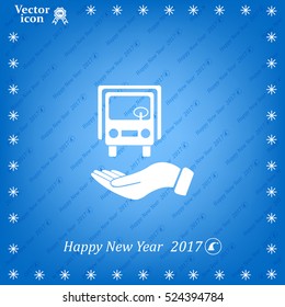 car in hand - vector icon