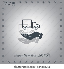 car in hand - vector icon