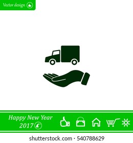 car in hand - vector icon