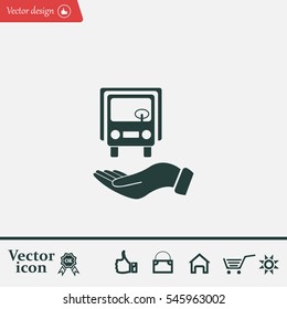 car in hand - vector icon