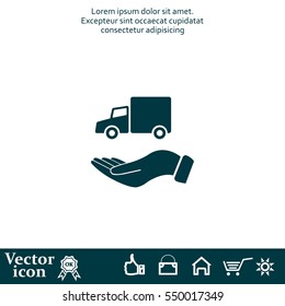 car in hand - vector icon