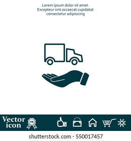 car in hand - vector icon