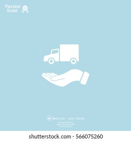 car in hand - vector icon