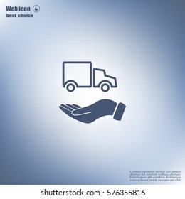 car in hand - vector icon