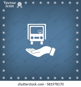 car in hand - vector icon