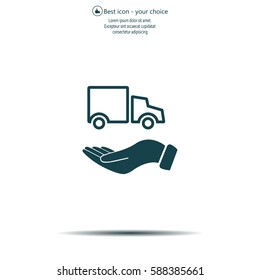 car in hand - vector icon
