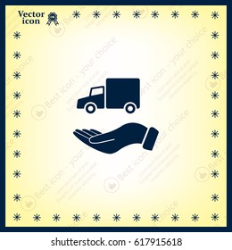car in hand - vector icon