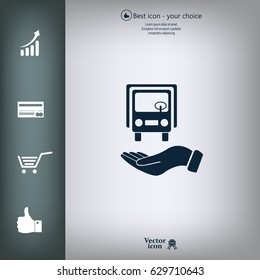 car in hand - vector icon