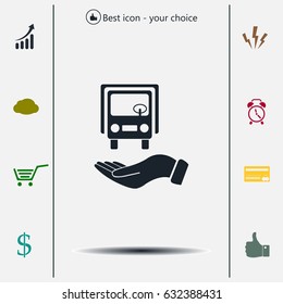 car in hand - vector icon
