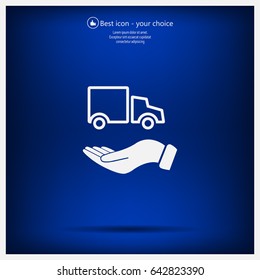 car in hand - vector icon