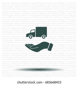 car in hand - vector icon